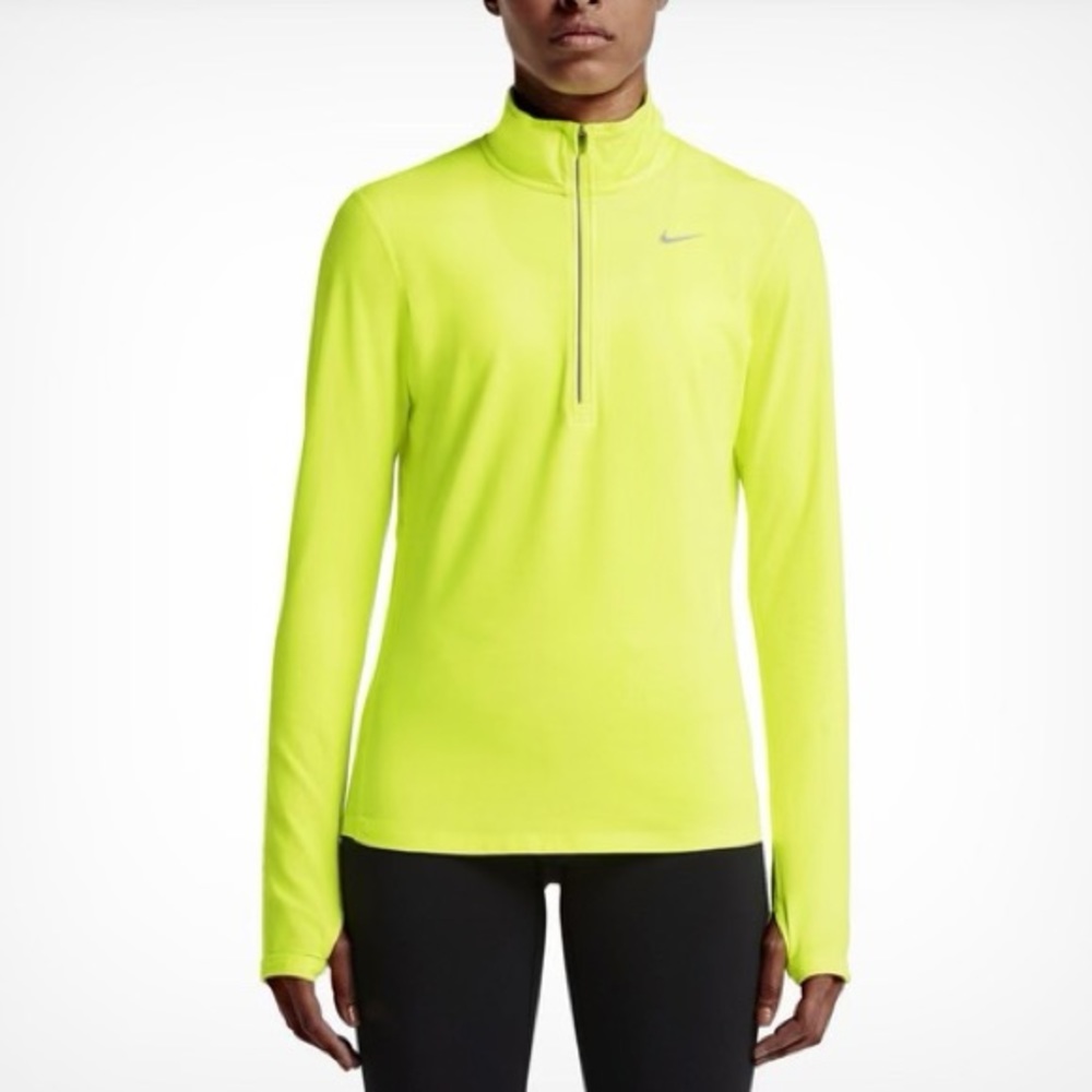Nike Dri-Fit Half Zip Running Pullover Neon Yellow Size M
